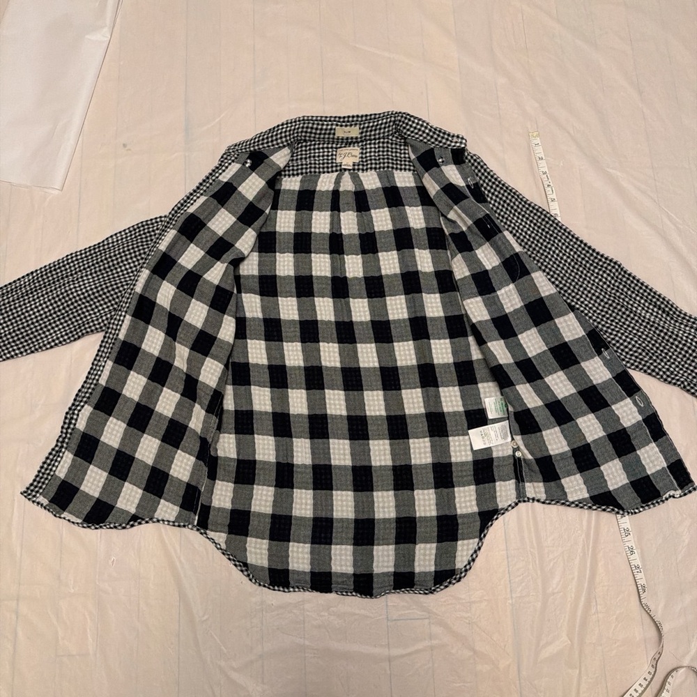 J. Crew Black and White Gingham Button Down Shirt